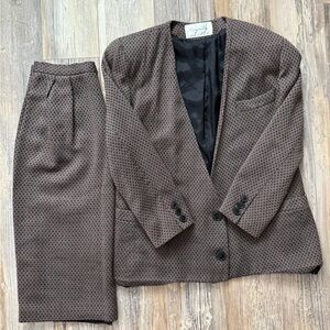 Vintage Dior Brown Women’s Blazer Skirt Suit